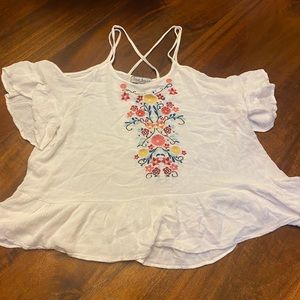 Off the shoulder floral shirt